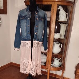 Lark And Gray Denim And Lace Jacket Petite Extra Large